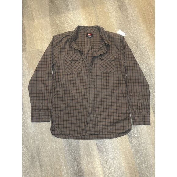Quiksilver Other - Quiksilver Brown Plaid Long-Sleeve Button-Up Shirt Size XL 100% Cotton
